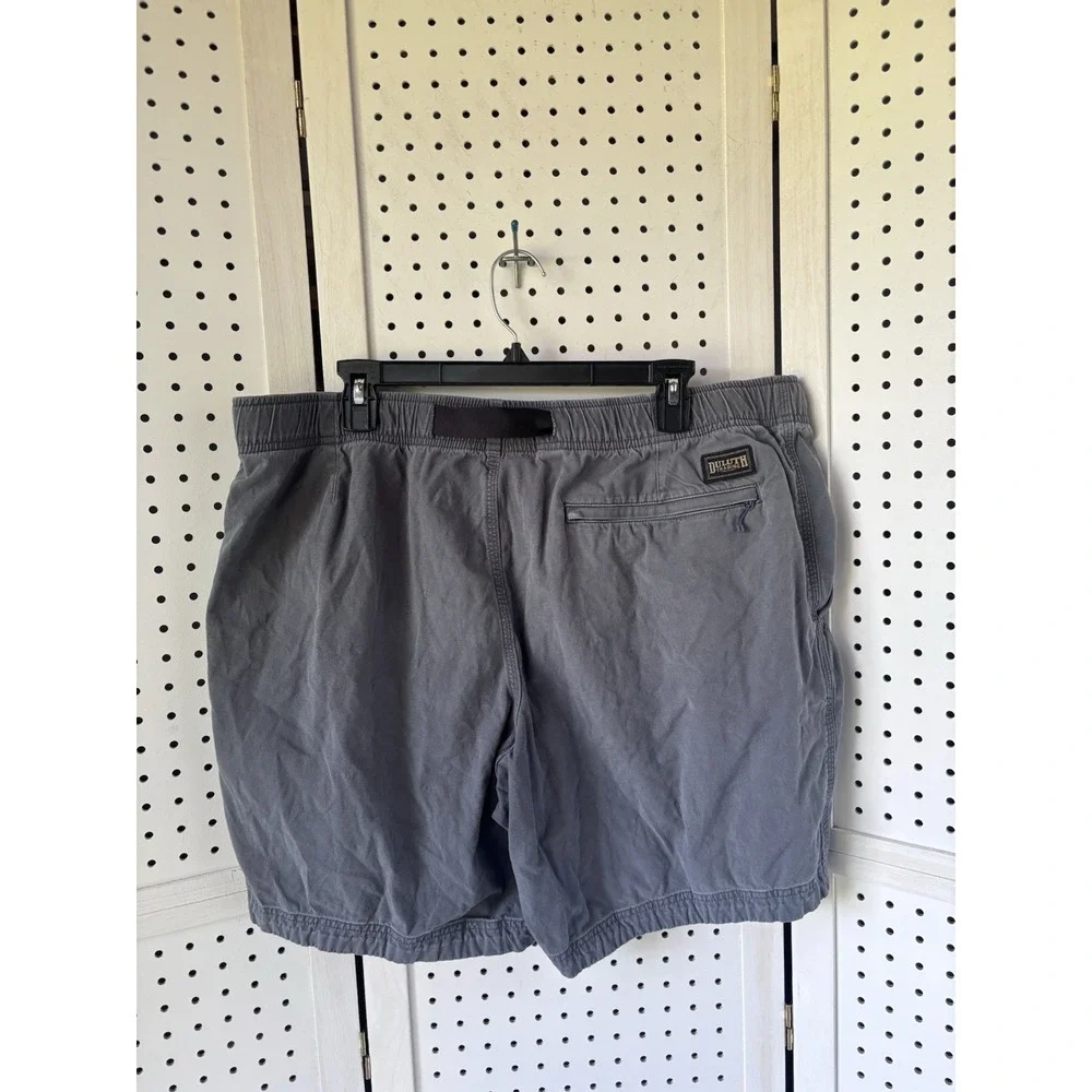 Duluth Trading Men's Shorts XL Standard Fit Blue Chino Belt Elastic Waist Cotton